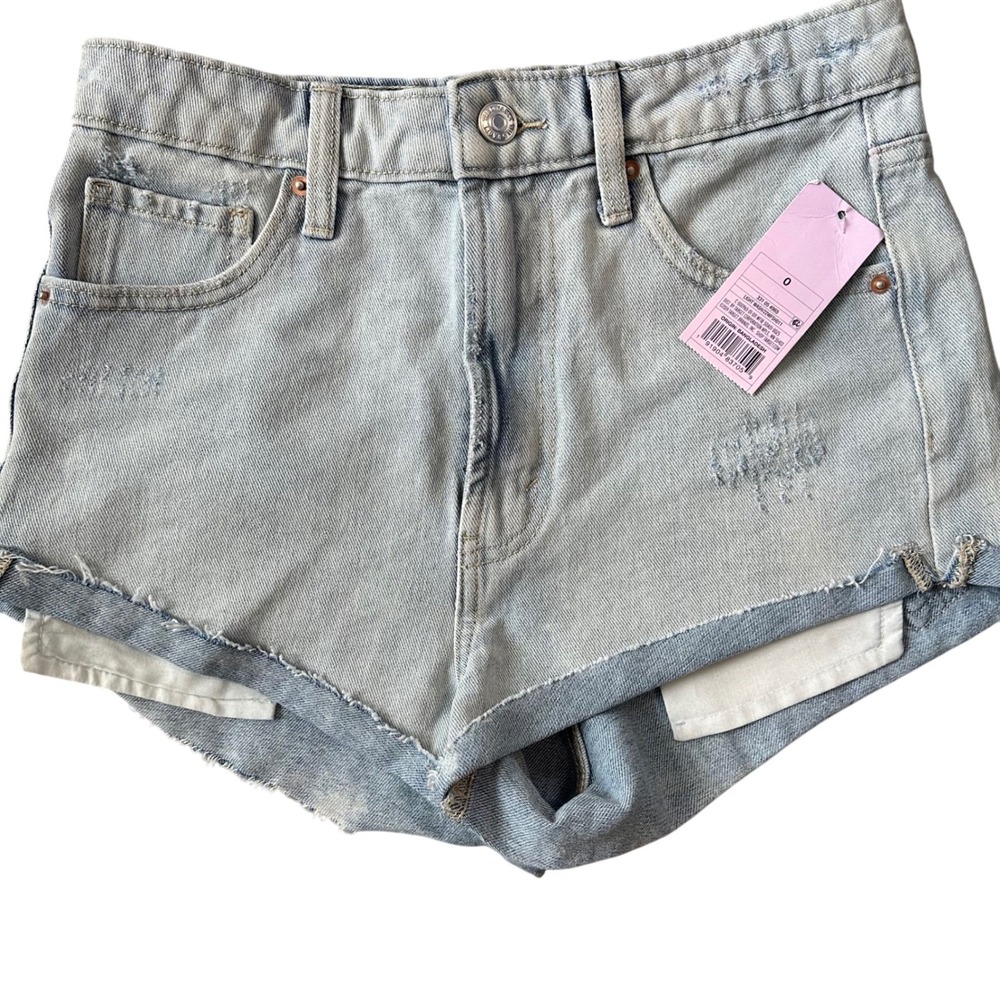 Wild Fable Denim‎ Shorts High Rise Distressed Raw Hem Light Wash Size 0